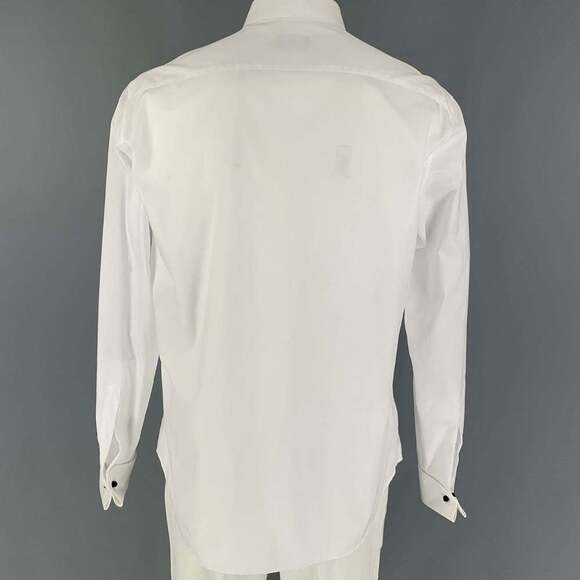 GIORGIO ARMANI White Cotton Tuxedo Long Sleeve Shirt - Picture 4 of 9
